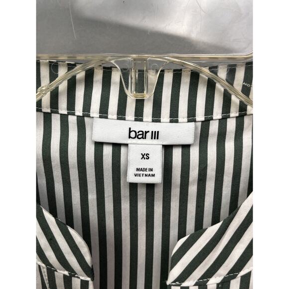 Bar III Flounce Dress Womens XS Green Picnic Stripe Ruffle Fitted Sleeveless NEW - Picture 4 of 9